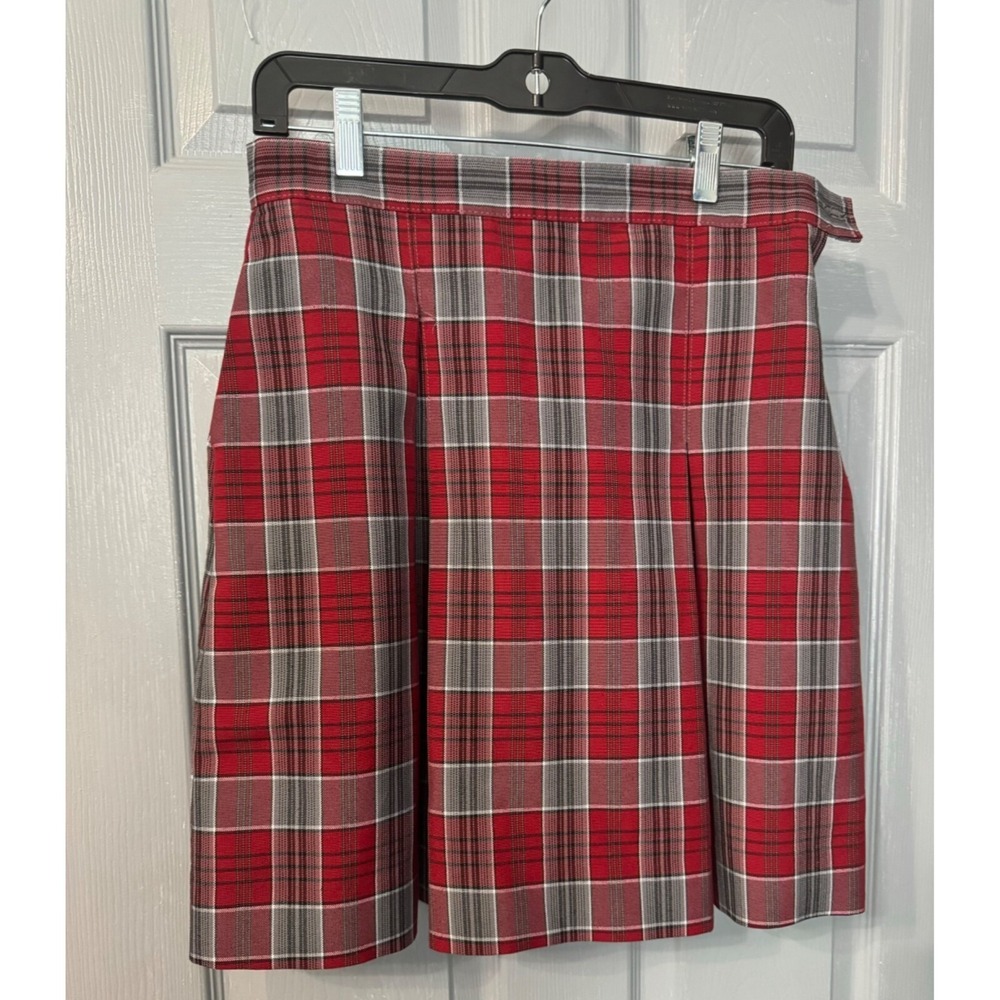 Red‎ & Gray Tartan Pleated Skirt Knee-Length Size 10